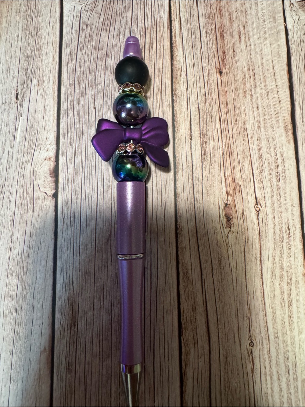 Decorative Purple Beaded Bow Ballpoint Pen - Home Office Stationery